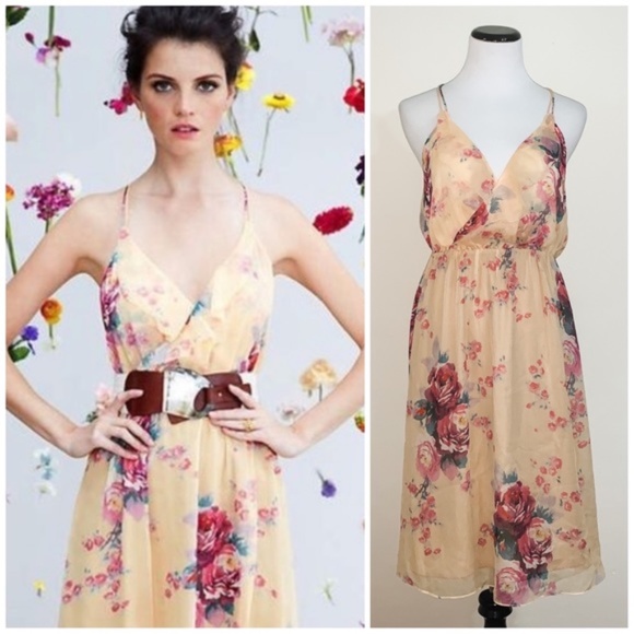 Anthropologie Dresses & Skirts - Anthropologie Silk Floral Halter Dress